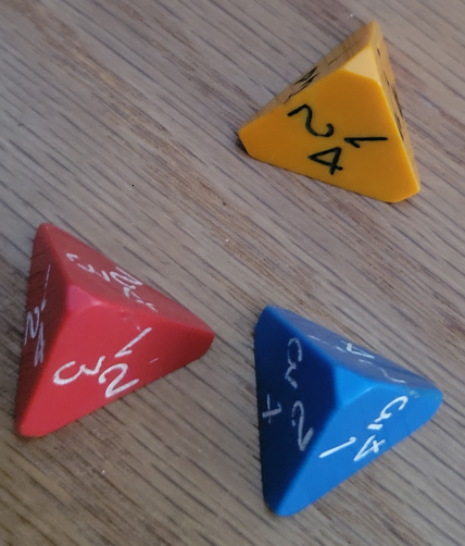 Triangular pyramids with sides labeled 1, 2, 3, 4.