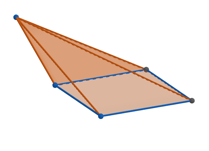 A square pyramid with apex off to the side.